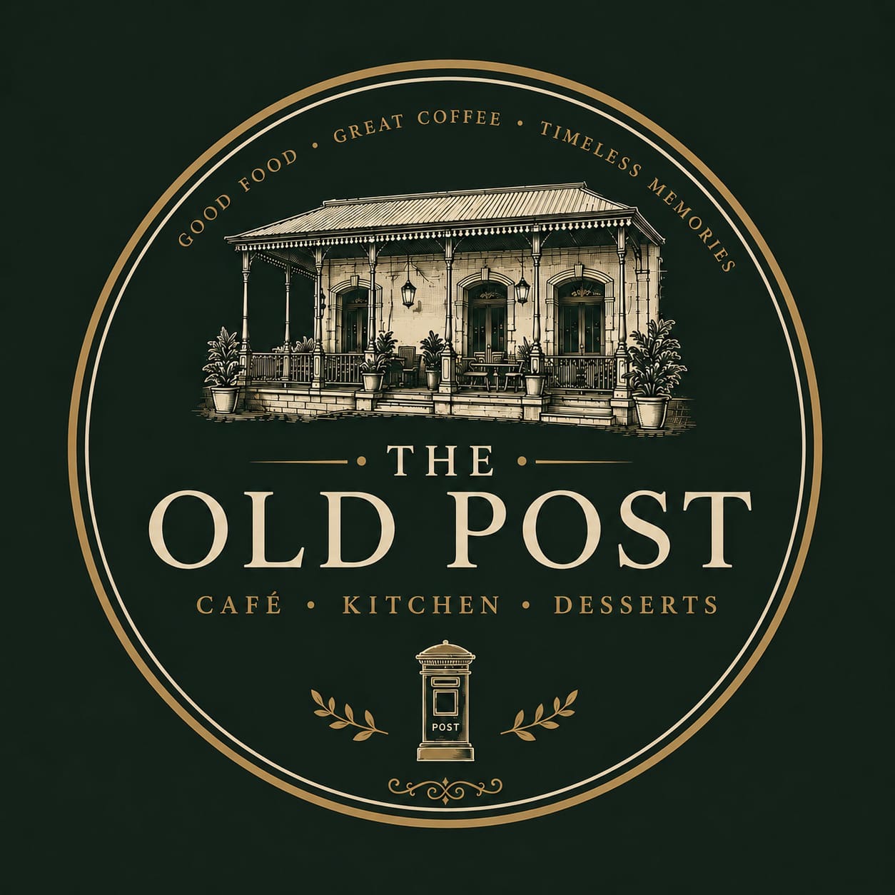 The Old Post crest — heritage café and restaurant, Sayajigunj, Vadodara